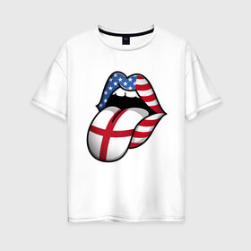 Женская футболка хлопок Oversize с принтом Английский Язык в Санкт-Петербурге, 100% хлопок | свободный крой, круглый ворот, спущенный рукав, длина до линии бедер
 | american | england | english | usa | английский язык | англия | переводчик | сша | тренд | язык