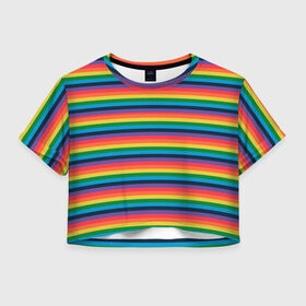 Женская футболка Crop-top 3D с принтом Радужный флаг в Санкт-Петербурге, 100% полиэстер | круглая горловина, длина футболки до линии талии, рукава с отворотами | pride | rainbow | tiktok | мем | оля тыква | подсяду | прайд | привет | привет я подсяду | радуга | радужный флаг | тик ток | тикток | феминизм | феминитивы | я подсяду