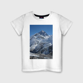 Детская футболка хлопок с принтом Эверест в Санкт-Петербурге, 100% хлопок | круглый вырез горловины, полуприлегающий силуэт, длина до линии бедер | вершина | возвышеность | гора | холм | эверест