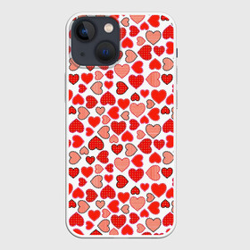 Чехол для iPhone 13 mini с принтом Сердечки паттерн в Санкт-Петербурге,  |  | cute | love is | valentines day | you | алые | валентина | влюбленные | девушке | день рождения | дружба | жена | лучшая | любимая | люблю | любовь | мама | марта | милые | нежные | подарок | свадьба | серде | сердца