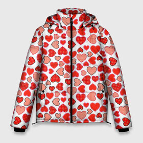 Мужская зимняя куртка 3D с принтом Сердечки паттерн в Санкт-Петербурге, верх — 100% полиэстер; подкладка — 100% полиэстер; утеплитель — 100% полиэстер | длина ниже бедра, свободный силуэт Оверсайз. Есть воротник-стойка, отстегивающийся капюшон и ветрозащитная планка. 

Боковые карманы с листочкой на кнопках и внутренний карман на молнии. | Тематика изображения на принте: cute | love is | valentines day | you | алые | валентина | влюбленные | девушке | день рождения | дружба | жена | лучшая | любимая | люблю | любовь | мама | марта | милые | нежные | подарок | свадьба | серде | сердца