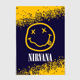 Постер с принтом NIRVANA / НИРВАНА в Санкт-Петербурге, 100% бумага
 | бумага, плотность 150 мг. Матовая, но за счет высокого коэффициента гладкости имеет небольшой блеск и дает на свету блики, но в отличии от глянцевой бумаги не покрыта лаком | band | cobain | face | kurt | logo | music | nirvana | rock | rocknroll | группа | кобейн | курт | лого | логотип | музыка | музыкальная | нирвана | рожица | рок | рокнролл | символ