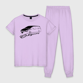 Женская пижама хлопок с принтом Odyssey_3 в Санкт-Петербурге, 100% хлопок | брюки и футболка прямого кроя, без карманов, на брюках мягкая резинка на поясе и по низу штанин | jdm | stance | минивэн. | одиссей | тачка | хонда