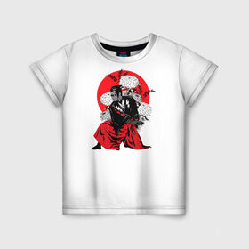 Детская футболка 3D с принтом Япония в Санкт-Петербурге, 100% гипоаллергенный полиэфир | прямой крой, круглый вырез горловины, длина до линии бедер, чуть спущенное плечо, ткань немного тянется | Тематика изображения на принте: самурай | цветы | япония | японская иллюстрация | японский арт