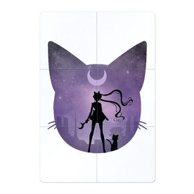 Магнитный плакат 2Х3 с принтом Лунный воен в Санкт-Петербурге, Полимерный материал с магнитным слоем | 6 деталей размером 9*9 см | Тематика изображения на принте: арт | девушка | кот | кошка | луна | нео королева серенити | ночь | перевёрнутая луна | рисунок | сейлор мун | силуэт | усаги цукино | фиолетовый