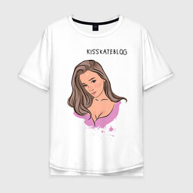 Мужская футболка хлопок Oversize с принтом Kisskateblog в Санкт-Петербурге, 100% хлопок | свободный крой, круглый ворот, “спинка” длиннее передней части | blogger | xbloggers | xhouse | блогер | блогеры