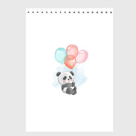 Скетчбук с принтом I`m Panda with balloons в Санкт-Петербурге, 100% бумага
 | 48 листов, плотность листов — 100 г/м2, плотность картонной обложки — 250 г/м2. Листы скреплены сверху удобной пружинной спиралью | panda. | воздушные шары | панда | пандочка