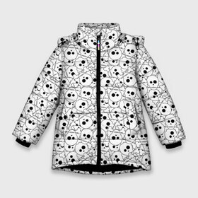 Зимняя куртка для девочек 3D с принтом Черепа черно-белые в Санкт-Петербурге, ткань верха — 100% полиэстер; подклад — 100% полиэстер, утеплитель — 100% полиэстер. | длина ниже бедра, удлиненная спинка, воротник стойка и отстегивающийся капюшон. Есть боковые карманы с листочкой на кнопках, утяжки по низу изделия и внутренний карман на молнии. 

Предусмотрены светоотражающий принт на спинке, радужный светоотражающий элемент на пуллере молнии и на резинке для утяжки. | boys | death | halloween | pattern | phantom | skull | глаза | готика | готический | зомби | кладбище | кости | мальчикам | монстры | мумия | паттерн | пацанские | привидение | призрак | скелет | страшные | татуировка