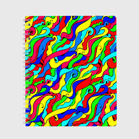 Тетрадь с принтом Красочные узоры/абстракционизм в Санкт-Петербурге, 100% бумага | 48 листов, плотность листов — 60 г/м2, плотность картонной обложки — 250 г/м2. Листы скреплены сбоку удобной пружинной спиралью. Уголки страниц и обложки скругленные. Цвет линий — светло-серый
 | abstract | art | neon | pattern | аниме | анимешные | арт | брызги | ван гог | волны | восточный | змеи | искусство | картина | кислотный | краска | краски | море | мысли | неоновые | радуга | радужные | разноцветные