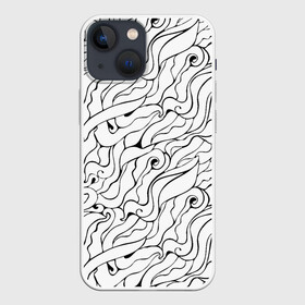 Чехол для iPhone 13 mini с принтом Черно белые узоры в Санкт-Петербурге,  |  | abstract | art | pattern | абстракционизм | абстракция | аниме | арт | брызги | волны | восточный | граффити | змеи | инь янь | искусство | кружево | линии | море | паттерн | текстура | тучи | узор | хавитки | черви