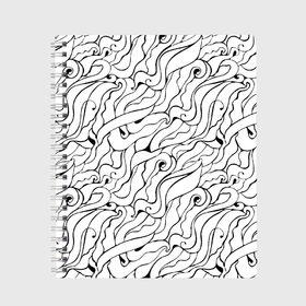 Тетрадь с принтом Черно-белые узоры в Санкт-Петербурге, 100% бумага | 48 листов, плотность листов — 60 г/м2, плотность картонной обложки — 250 г/м2. Листы скреплены сбоку удобной пружинной спиралью. Уголки страниц и обложки скругленные. Цвет линий — светло-серый
 | abstract | art | pattern | абстракционизм | абстракция | аниме | арт | брызги | волны | восточный | граффити | змеи | инь янь | искусство | кружево | линии | море | паттерн | текстура | тучи | узор | хавитки | черви