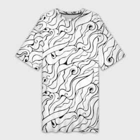 Платье-футболка 3D с принтом Черно белые узоры в Санкт-Петербурге,  |  | abstract | art | pattern | абстракционизм | абстракция | аниме | арт | брызги | волны | восточный | граффити | змеи | инь янь | искусство | кружево | линии | море | паттерн | текстура | тучи | узор | хавитки | черви