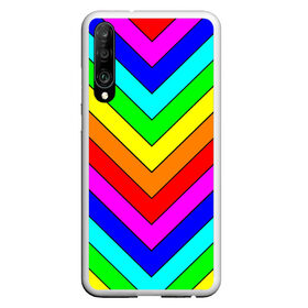 Чехол для Honor P30 с принтом Rainbow Stripes в Санкт-Петербурге, Силикон | Область печати: задняя сторона чехла, без боковых панелей | geometry | gradient | neon | геометрические | градиент | детям | кислота | кислотный | конус | красочный | линии | неоновые | пирамида | полоска | полосы | радуга | радужный | разноцветные | сочный | треугольники