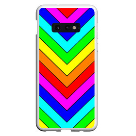 Чехол для Samsung S10E с принтом Rainbow Stripes в Санкт-Петербурге, Силикон | Область печати: задняя сторона чехла, без боковых панелей | geometry | gradient | neon | геометрические | градиент | детям | кислота | кислотный | конус | красочный | линии | неоновые | пирамида | полоска | полосы | радуга | радужный | разноцветные | сочный | треугольники