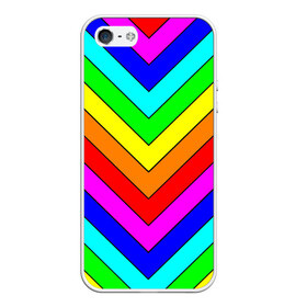Чехол для iPhone 5/5S матовый с принтом Rainbow Stripes в Санкт-Петербурге, Силикон | Область печати: задняя сторона чехла, без боковых панелей | geometry | gradient | neon | геометрические | градиент | детям | кислота | кислотный | конус | красочный | линии | неоновые | пирамида | полоска | полосы | радуга | радужный | разноцветные | сочный | треугольники