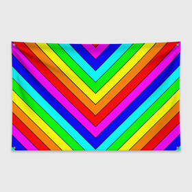 Флаг-баннер с принтом Rainbow Stripes в Санкт-Петербурге, 100% полиэстер | размер 67 х 109 см, плотность ткани — 95 г/м2; по краям флага есть четыре люверса для крепления | geometry | gradient | neon | геометрические | градиент | детям | кислота | кислотный | конус | красочный | линии | неоновые | пирамида | полоска | полосы | радуга | радужный | разноцветные | сочный | треугольники
