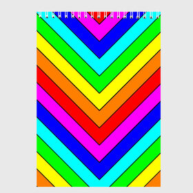 Скетчбук с принтом Rainbow Stripes в Санкт-Петербурге, 100% бумага
 | 48 листов, плотность листов — 100 г/м2, плотность картонной обложки — 250 г/м2. Листы скреплены сверху удобной пружинной спиралью | geometry | gradient | neon | геометрические | градиент | детям | кислота | кислотный | конус | красочный | линии | неоновые | пирамида | полоска | полосы | радуга | радужный | разноцветные | сочный | треугольники