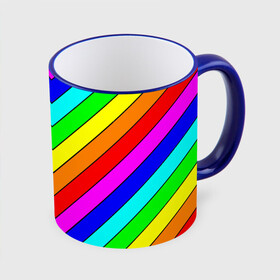 Кружка с полной запечаткой с принтом Rainbow Stripes в Санкт-Петербурге, керамика | ёмкость 330 мл | Тематика изображения на принте: geometry | gradient | neon | геометрические | градиент | детям | кислота | кислотный | конус | красочный | линии | неоновые | пирамида | полоска | полосы | радуга | радужный | разноцветные | сочный | треугольники