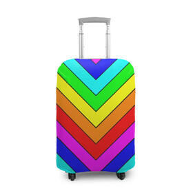 Чехол для чемодана 3D с принтом Rainbow Stripes в Санкт-Петербурге, 86% полиэфир, 14% спандекс | двустороннее нанесение принта, прорези для ручек и колес | geometry | gradient | neon | геометрические | градиент | детям | кислота | кислотный | конус | красочный | линии | неоновые | пирамида | полоска | полосы | радуга | радужный | разноцветные | сочный | треугольники