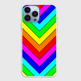 Чехол для iPhone 13 Pro Max с принтом Rainbow Stripes в Санкт-Петербурге,  |  | Тематика изображения на принте: geometry | gradient | neon | геометрические | градиент | детям | кислота | кислотный | конус | красочный | линии | неоновые | пирамида | полоска | полосы | радуга | радужный | разноцветные | сочный | треугольники