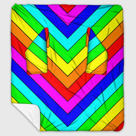 Плед с рукавами с принтом Rainbow Stripes в Санкт-Петербурге, 100% полиэстер | Закругленные углы, все края обработаны. Ткань не мнется и не растягивается. Размер 170*145 | geometry | gradient | neon | геометрические | градиент | детям | кислота | кислотный | конус | красочный | линии | неоновые | пирамида | полоска | полосы | радуга | радужный | разноцветные | сочный | треугольники