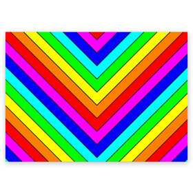 Поздравительная открытка с принтом Rainbow Stripes в Санкт-Петербурге, 100% бумага | плотность бумаги 280 г/м2, матовая, на обратной стороне линовка и место для марки
 | Тематика изображения на принте: geometry | gradient | neon | геометрические | градиент | детям | кислота | кислотный | конус | красочный | линии | неоновые | пирамида | полоска | полосы | радуга | радужный | разноцветные | сочный | треугольники