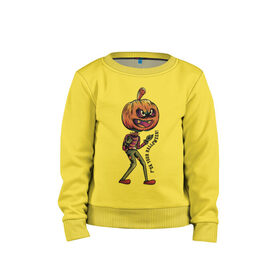 Детский свитшот хлопок с принтом Halloween в Санкт-Петербурге, 100% хлопок | круглый вырез горловины, эластичные манжеты, пояс и воротник | eyes | halloween | jaw | phrase | pumpkin | пасть | фраза | хэллоуин