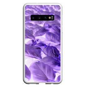 Чехол для Samsung Galaxy S10 с принтом Неоновый базилик в Санкт-Петербурге, Силикон | Область печати: задняя сторона чехла, без боковых панелей | базилик | зелень | лист | листок | листья | неон | неоновый | огород | природа | растение | растения | салат | салатик | флора