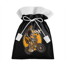 Подарочный 3D мешок с принтом BMX в Санкт-Петербурге, 100% полиэстер | Размер: 29*39 см | Тематика изображения на принте: bicycle | bmx | skull | sport | x games | велик | велосипед | велоспорт | скелет | череп | экстремальный спорт
