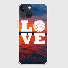 Чехол для iPhone 13 mini с принтом LOVE Volleyball в Санкт-Петербурге,  |  | beach | i love | live | love | voleybal | volleyball | волебол | волейбол | волейболист | волейболистка | воллейбол | пляжный | я люблю