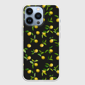 Чехол для iPhone 13 Pro с принтом Лимончики на черном в Санкт-Петербурге,  |  | citrus | fruit | lemon | lemon flowers | lemons | print | лимон | лимончики | лимоны | принт | фрукты | цветы лимона | цитрусовые