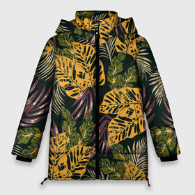 Женская зимняя куртка 3D с принтом Тропический лес в Санкт-Петербурге, верх — 100% полиэстер; подкладка — 100% полиэстер; утеплитель — 100% полиэстер | длина ниже бедра, силуэт Оверсайз. Есть воротник-стойка, отстегивающийся капюшон и ветрозащитная планка. 

Боковые карманы с листочкой на кнопках и внутренний карман на молнии | 3d | flowers | forest | hawaii | leaf | leafs | palm | palms | summer | travel | tropical | vacation | гаваи | гавайи | гавайка | гавайская | лес | лето | листики | листки | листья | отпуск | пальма | пальмы | путешествия | рисунок | трехмерная 