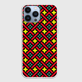 Чехол для iPhone 13 Pro Max с принтом Abstract cross armor в Санкт-Петербурге,  |  | armor | art | geometric | geometry | kids | modern | scale | scales | style | абстрактная | абстракция | армор | арт | геометрическая | геометрия | желтый | квадратики | квадраты | кольчуга | красный | крест | крестики | модерн