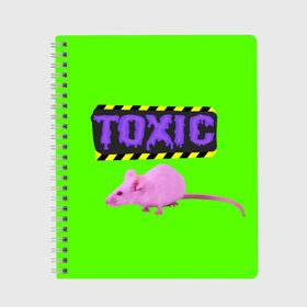 Тетрадь с принтом Toxic в Санкт-Петербурге, 100% бумага | 48 листов, плотность листов — 60 г/м2, плотность картонной обложки — 250 г/м2. Листы скреплены сбоку удобной пружинной спиралью. Уголки страниц и обложки скругленные. Цвет линий — светло-серый
 | animals | rat | toxic | животные | крыса | токсик