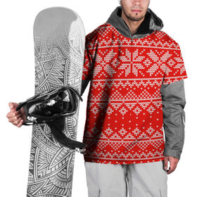 Накидка на куртку 3D с принтом Красный зимний орнамент в Санкт-Петербурге, 100% полиэстер |  | geometry | new year | pattern | retro | snow | winter | аляска | вязаный | геометрия | девяностые | дед мороз | зима | ковер | новогодние | новый год | олени | паттерн | подарок | ретро | рождество | свитер | снег | снеговик