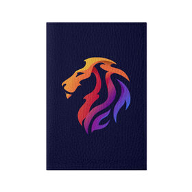 Обложка для паспорта матовая кожа с принтом Градиентный лев в минимализме в Санкт-Петербурге, натуральная матовая кожа | размер 19,3 х 13,7 см; прозрачные пластиковые крепления | вектор | градиент | лев | логотип | минимализм | разноцветный | цветной