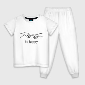 Детская пижама хлопок с принтом be happy в Санкт-Петербурге, 100% хлопок |  брюки и футболка прямого кроя, без карманов, на брюках мягкая резинка на поясе и по низу штанин
 | be happy | будь счастлив | руки | счастье