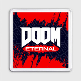 Магнит 55*55 с принтом DOOM ETERNAL / ДУМ ЭТЕРНАЛ в Санкт-Петербурге, Пластик | Размер: 65*65 мм; Размер печати: 55*55 мм | bfg | brutal | doom | eternal | ethernal | game | games | logo | дум | игра | игры | лого | логотип | логотипы | символ | символы | этернал