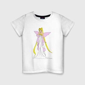Детская футболка хлопок с принтом Sailor Moon/Серенити в Санкт-Петербурге, 100% хлопок | круглый вырез горловины, полуприлегающий силуэт, длина до линии бедер | Тематика изображения на принте: bunny | luna | princess | serenity | stars | usagi | wings | ангел | волосы | девушка | детям | звездная | звезды | королева | корона | крылья | луна | любовь | малышка | марс | радуга | сейлор мун | токио | усаги цукино | школьные 