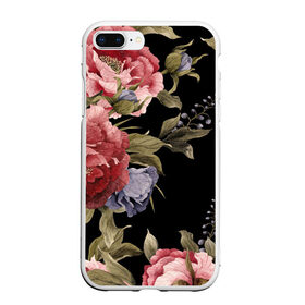 Чехол для iPhone 7Plus/8 Plus матовый с принтом Цветы в Санкт-Петербурге, Силикон | Область печати: задняя сторона чехла, без боковых панелей | арт | бутон | бутоны | зеленый | картина | рисунок | рисунок красками | розовый | темный | фиолетовый | чёрный