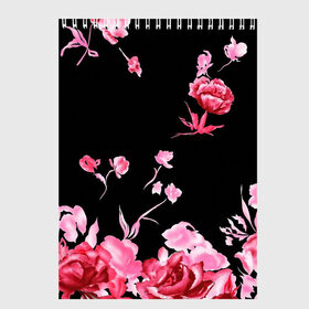 Скетчбук с принтом Яркие розы в Санкт-Петербурге, 100% бумага
 | 48 листов, плотность листов — 100 г/м2, плотность картонной обложки — 250 г/м2. Листы скреплены сверху удобной пружинной спиралью | арт | рисунок | роза | розовая роза | розовые розы | розовый | розы | тёмный | цветы | чёрный