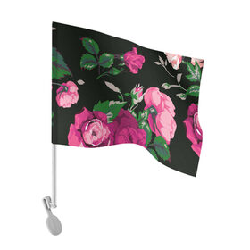 Флаг для автомобиля с принтом Розы в Санкт-Петербурге, 100% полиэстер | Размер: 30*21 см | арт | бутон | бутоны | зеленый | краски | кусты роз | рисунок | роза | розовая роза | розовые розы | розовый | розы