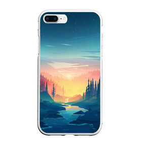 Чехол для iPhone 7Plus/8 Plus матовый с принтом Природа в Санкт-Петербурге, Силикон | Область печати: задняя сторона чехла, без боковых панелей | горы | закат | лес | небо | природа | рисунок