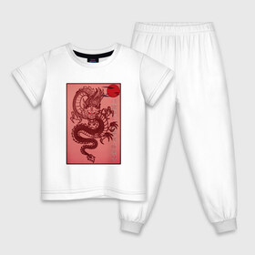 Детская пижама хлопок с принтом Дракон в Санкт-Петербурге, 100% хлопок |  брюки и футболка прямого кроя, без карманов, на брюках мягкая резинка на поясе и по низу штанин
 | china | chinese dragon | дракон | китай | китайский дракон | китайский язык