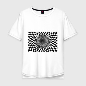 Мужская футболка хлопок Oversize с принтом иллюзия в Санкт-Петербурге, 100% хлопок | свободный крой, круглый ворот, “спинка” длиннее передней части | воронка | иллюзия | студентам | тоннель | шахматы