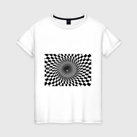 Женская футболка хлопок с принтом иллюзия в Санкт-Петербурге, 100% хлопок | прямой крой, круглый вырез горловины, длина до линии бедер, слегка спущенное плечо | воронка | иллюзия | студентам | тоннель | шахматы