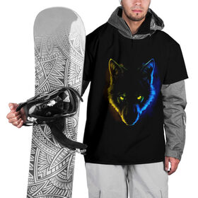 Накидка на куртку 3D с принтом Гипноз в Санкт-Петербурге, 100% полиэстер |  | Тематика изображения на принте: ears | eyes | hypnosis | muzzle | neon | night | view | wolf | взгляд | волк | гипноз | глаза | неон | ночь | уши