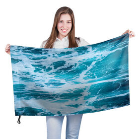 Флаг 3D с принтом Вода волны пена море в Санкт-Петербурге, 100% полиэстер | плотность ткани — 95 г/м2, размер — 67 х 109 см. Принт наносится с одной стороны | вода | волны | море | морская пена | океан | отдых | пена | пучина