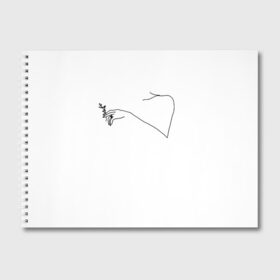 Альбом для рисования с принтом минимализм рука и цветок в Санкт-Петербурге, 100% бумага
 | матовая бумага, плотность 200 мг. | ключица | минимализм | минимализм чб | одной линией | рука | рука с цветком | цветок | черная линия