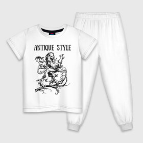 Детская пижама хлопок с принтом Античный стиль в Санкт-Петербурге, 100% хлопок |  брюки и футболка прямого кроя, без карманов, на брюках мягкая резинка на поясе и по низу штанин
 | античность | античный стиль | лев | ретро | узоры. | чёрно белое